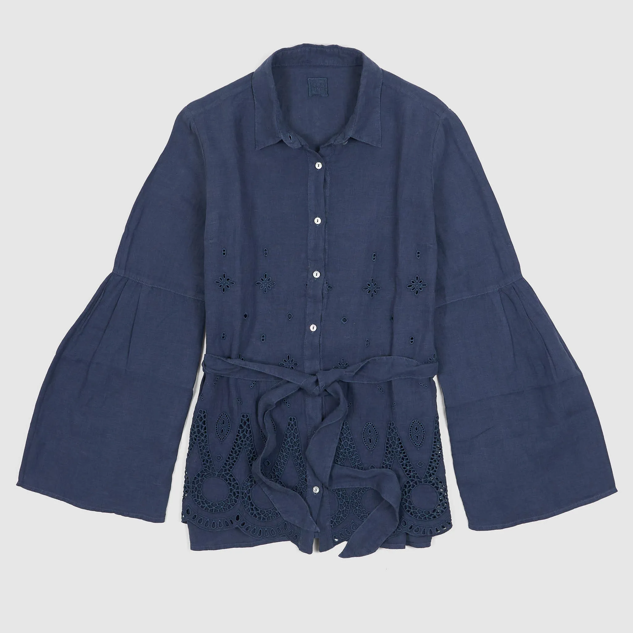 120% Lino Ladies Linen Flower Tunic