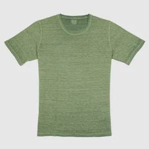 120% Lino Men Short Sleeve Crew Neck Linen T-Shirt