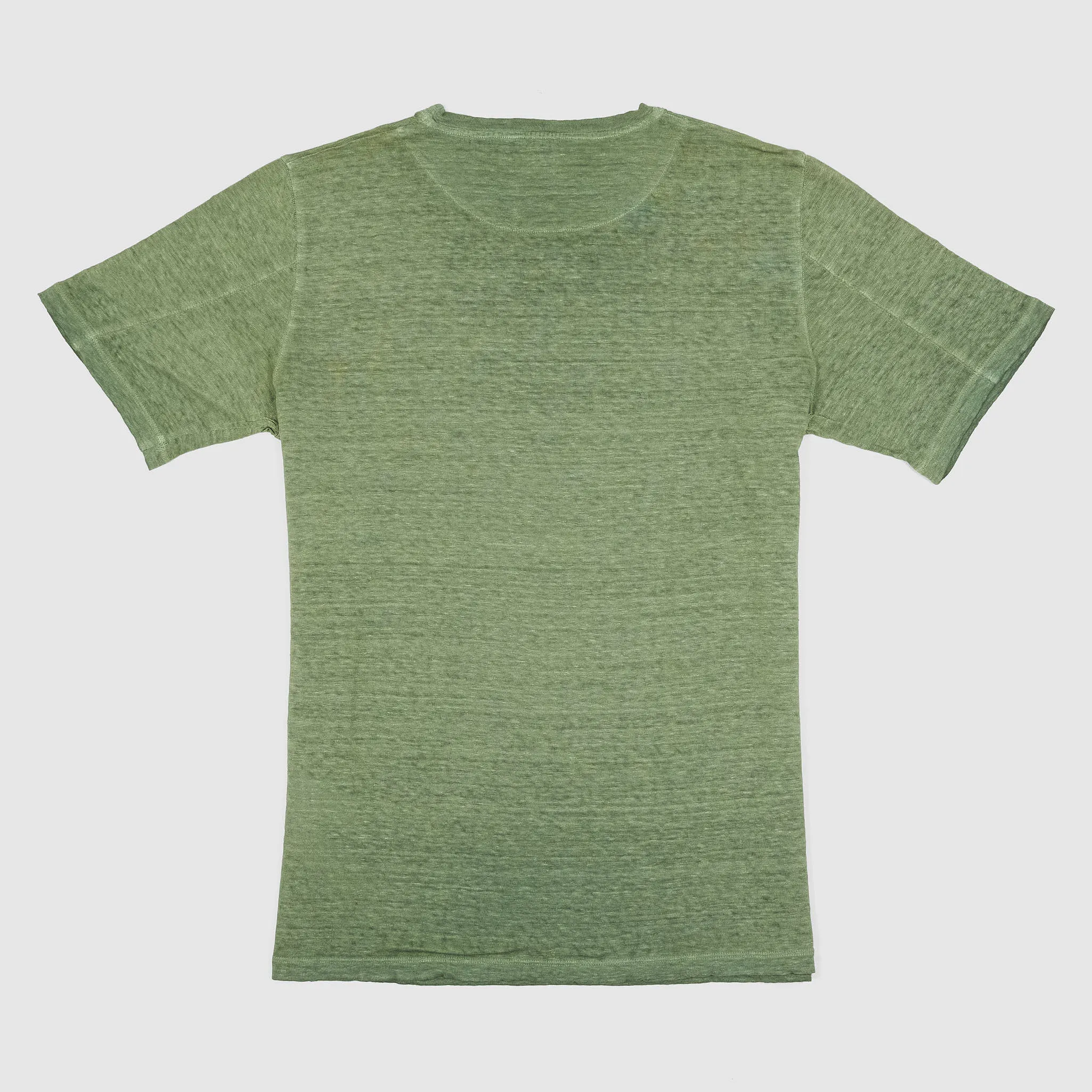 120% Lino Men Short Sleeve Crew Neck Linen T-Shirt