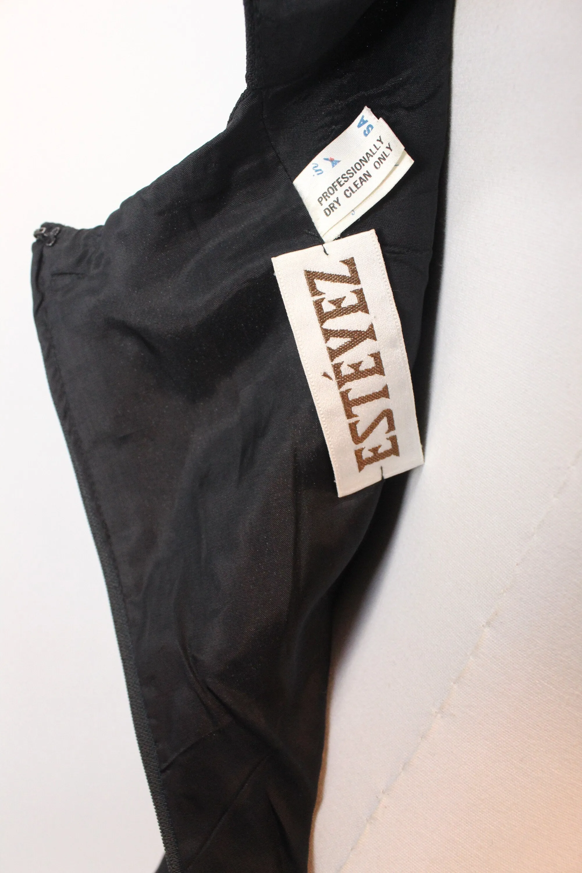 1970s ESTEVEZ asymmetrical SLASH neckline dress small | new winter