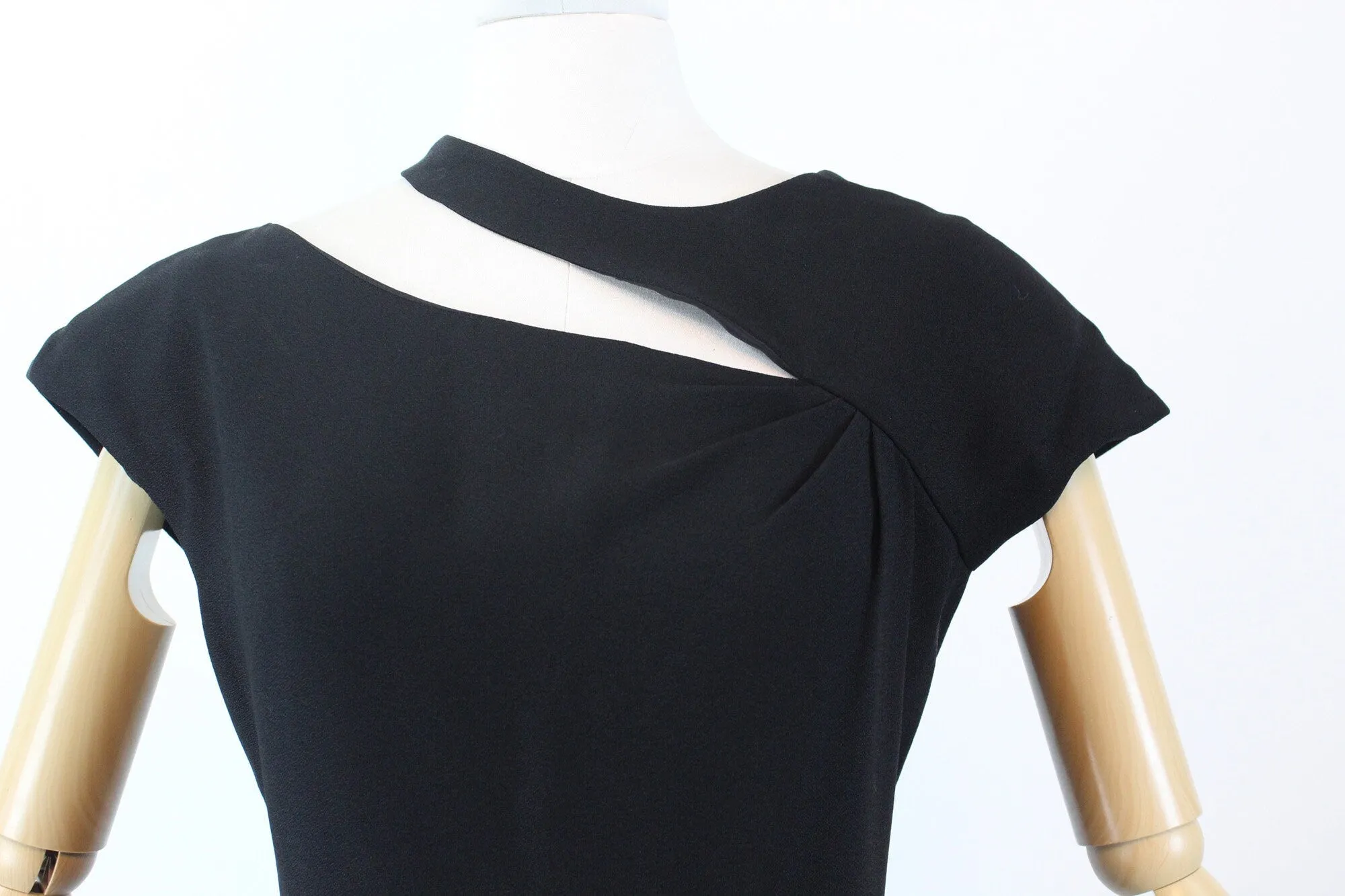 1970s ESTEVEZ asymmetrical SLASH neckline dress small | new winter
