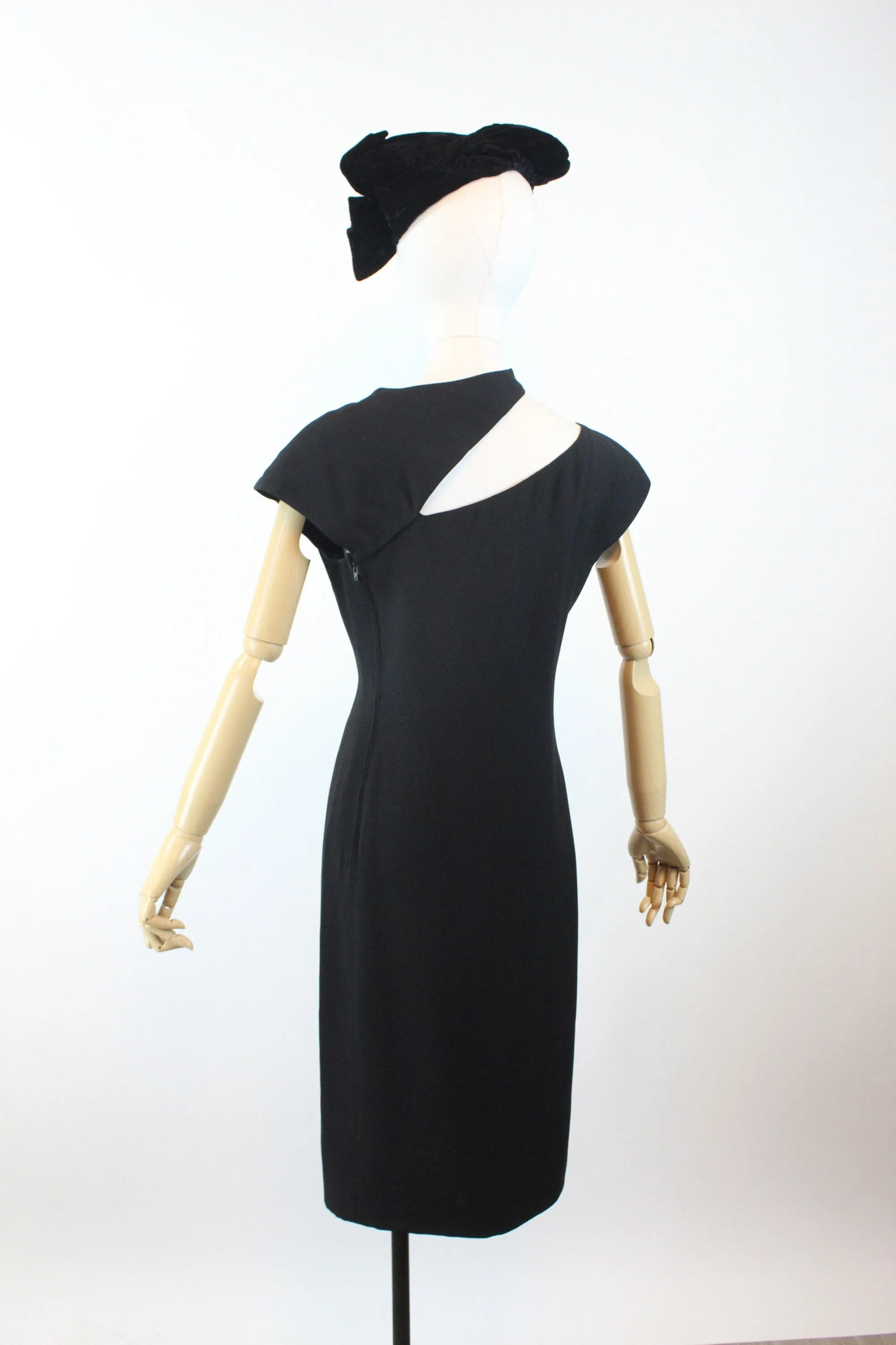 1970s ESTEVEZ asymmetrical SLASH neckline dress small | new winter
