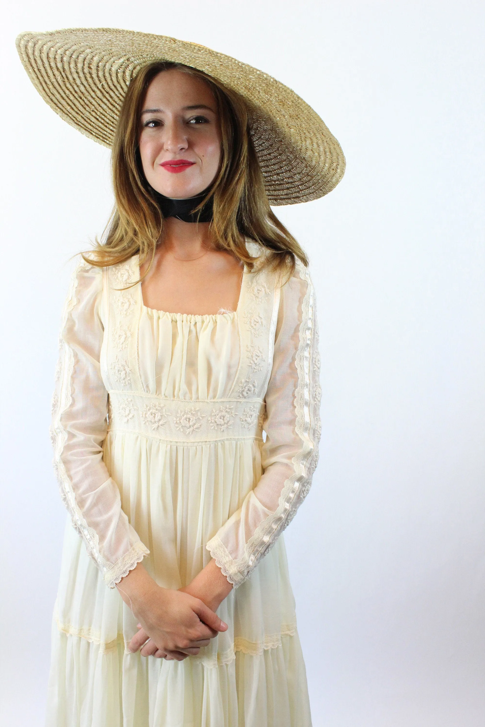 1970s GUNNE SAX peasant maxi wedding dress xs | new fall