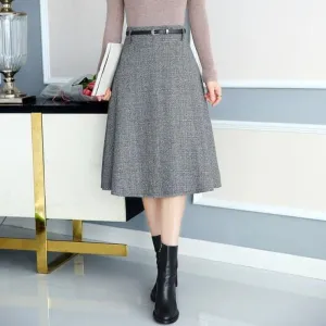 A Line High Waist Plaid Pleated  Swing Skirts