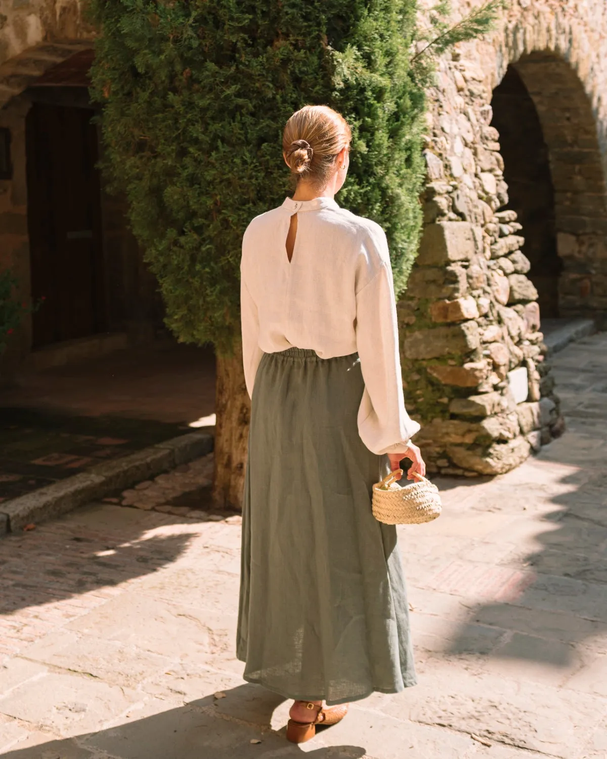 Agnes - Linen Blend Blouse in Beige