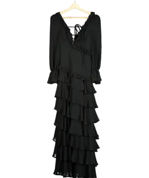 ALB Anne Louise Black Ruffle Maxi Dress UK XS