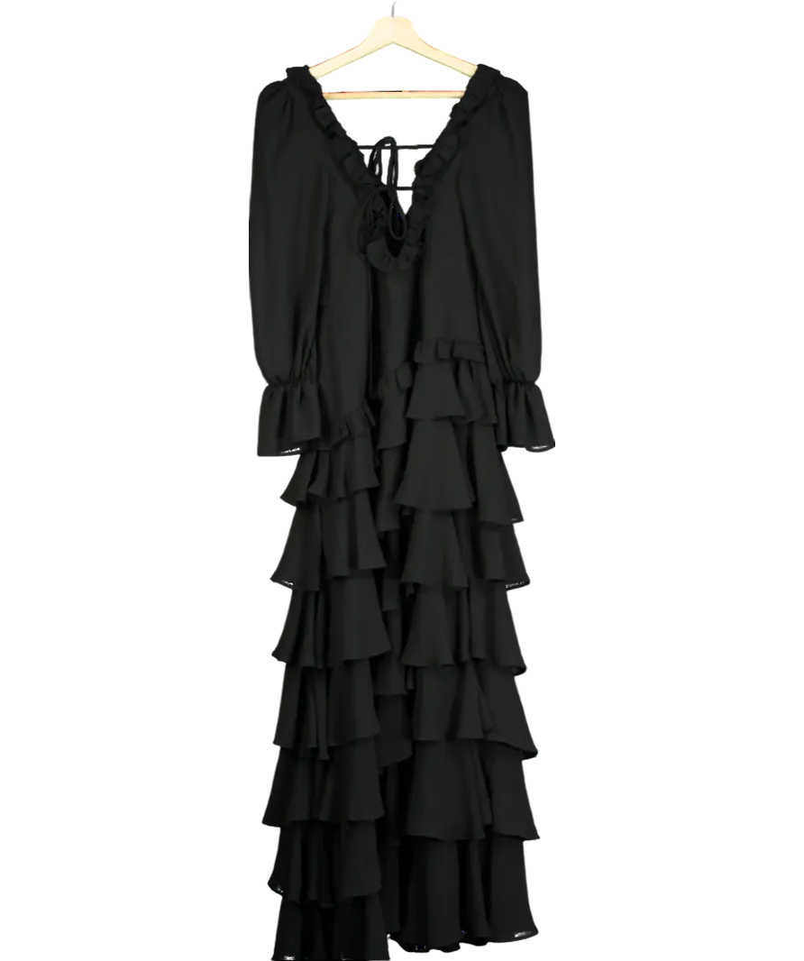 ALB Anne Louise Black Ruffle Maxi Dress UK XS