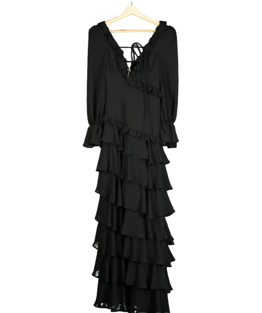 ALB Anne Louise Black Ruffle Maxi Dress UK XS
