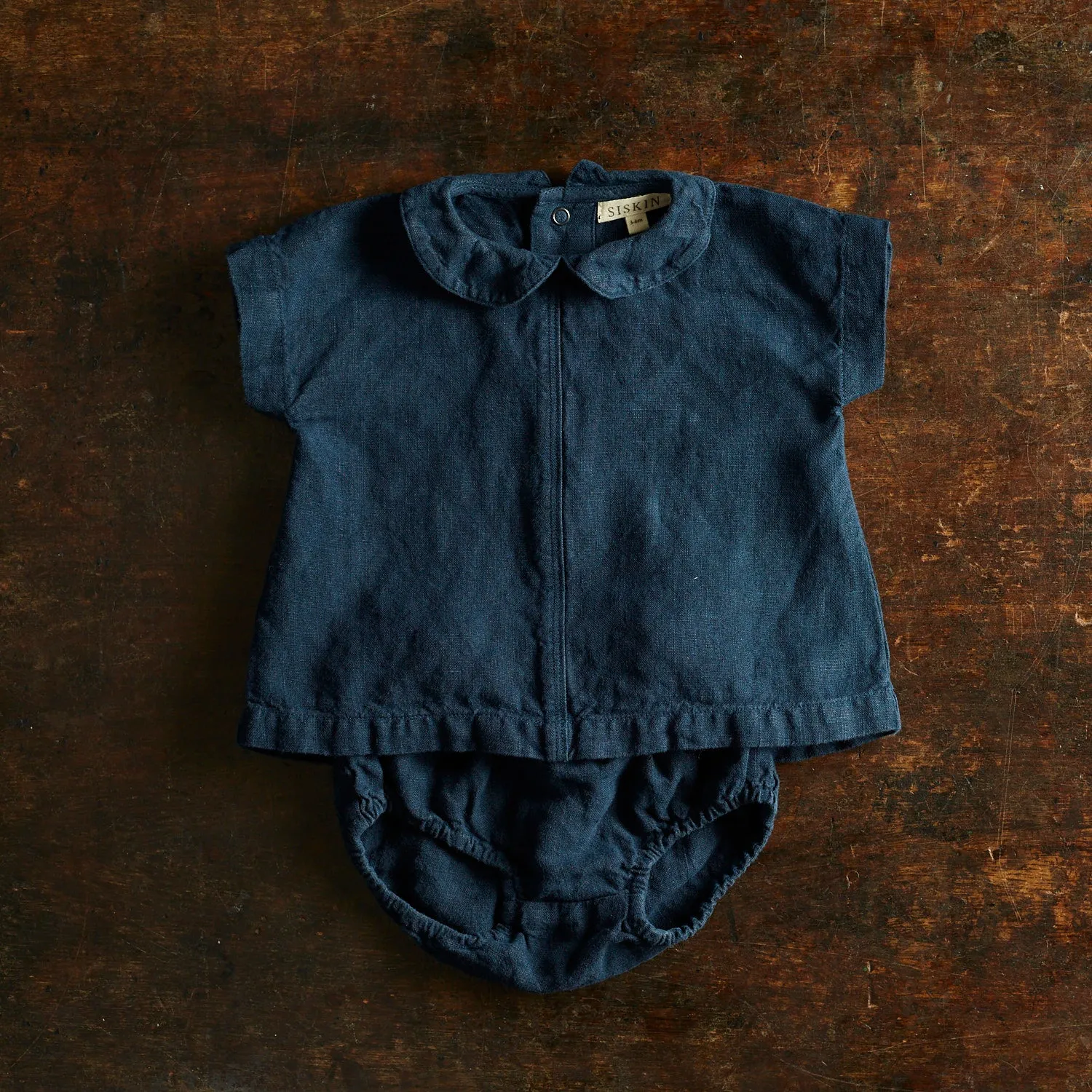 Alder Baby Tunic Top - Linen - Midnight