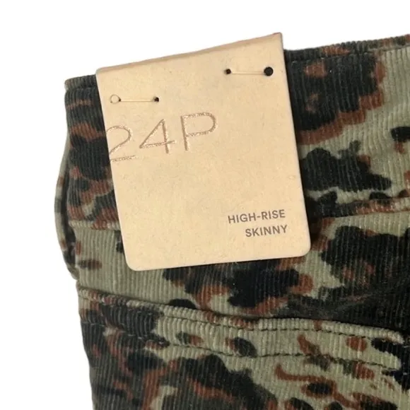 Anthropologie Pilcro High Rise Skinny Button Fly Corduroy Pants in Camo 24P New