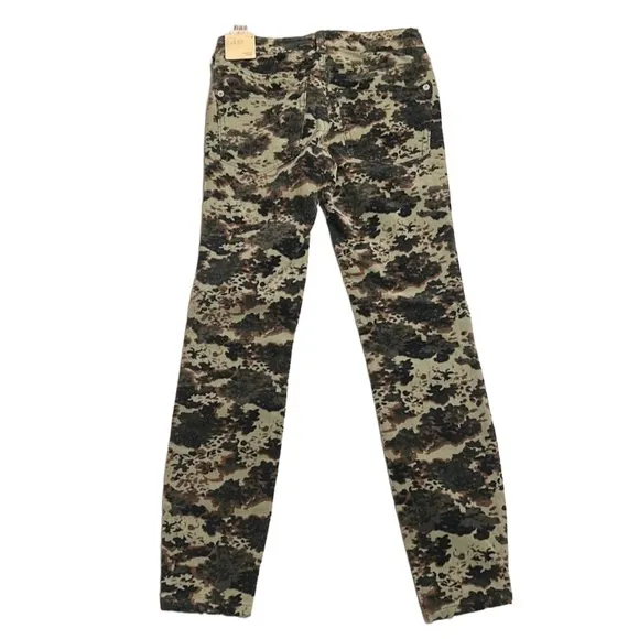 Anthropologie Pilcro High Rise Skinny Button Fly Corduroy Pants in Camo 24P New