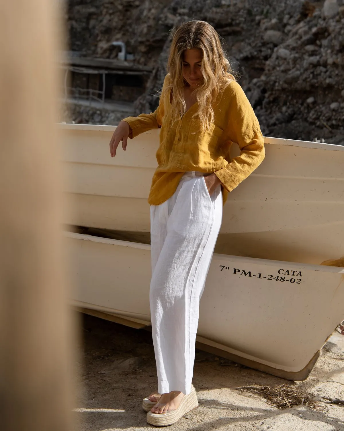 April -  Linen Blouse in Golden Yellow