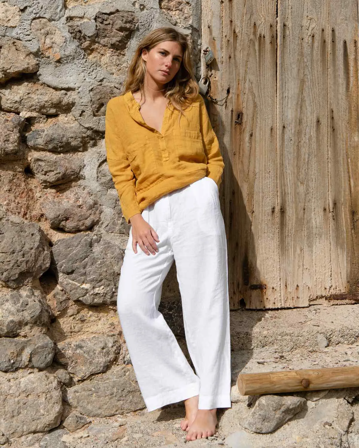 April -  Linen Blouse in Golden Yellow