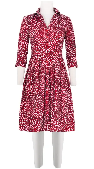 Audrey Dress #1 Shirt Collar 3/4 Sleeve Cotton Stretch (Heart Wave)