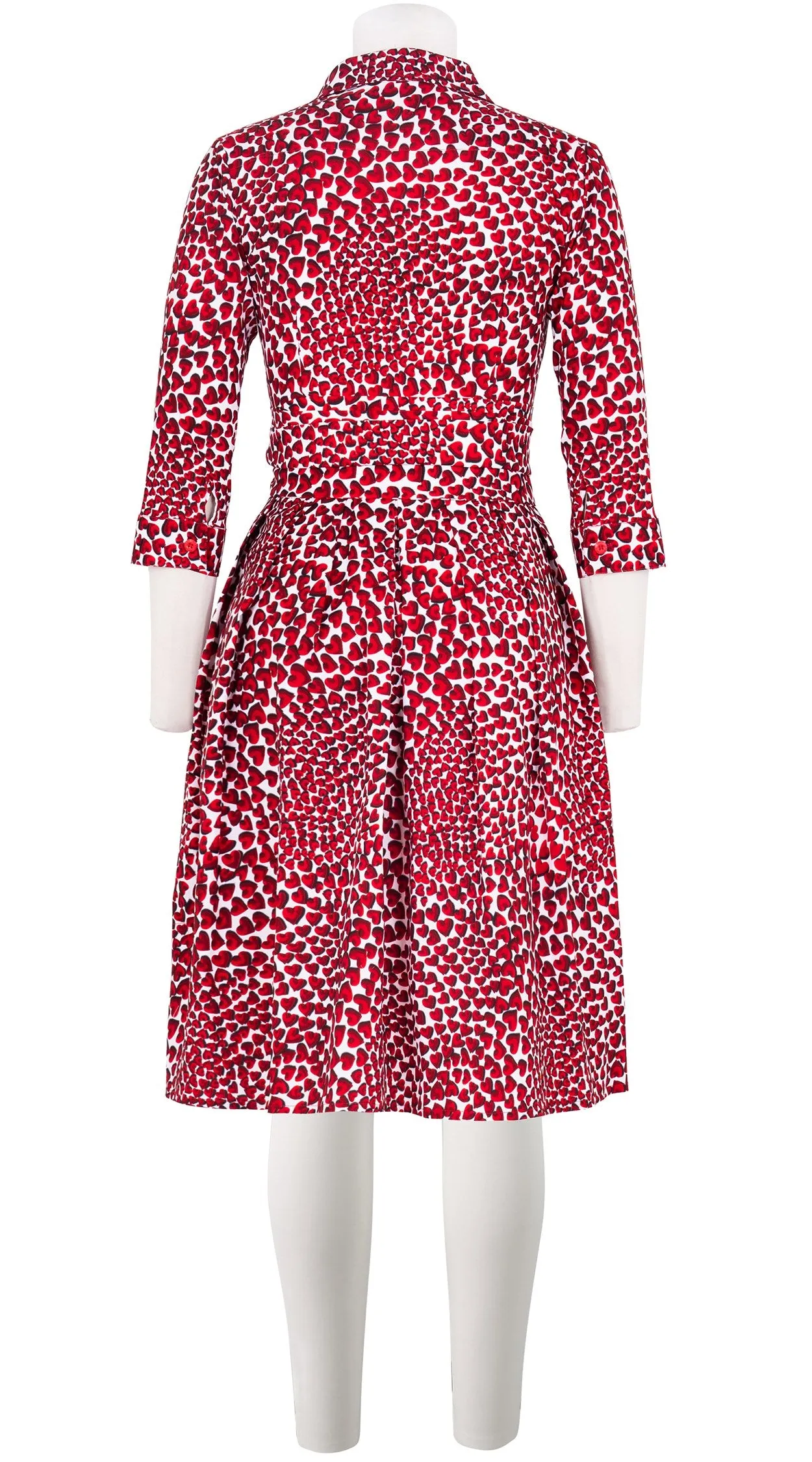 Audrey Dress #1 Shirt Collar 3/4 Sleeve Cotton Stretch (Heart Wave)