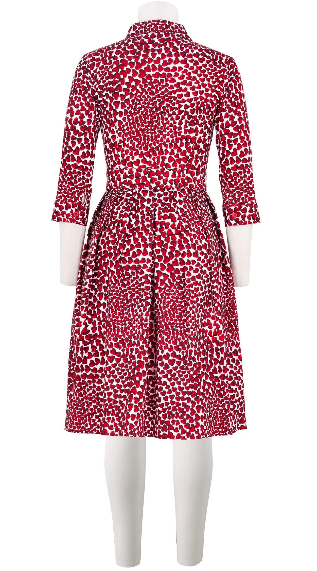 Audrey Dress #1 Shirt Collar 3/4 Sleeve Cotton Stretch (Heart Wave)