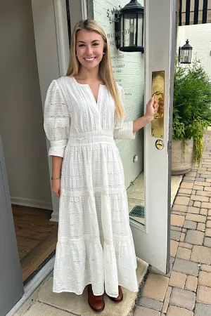 Azure and Indigo Primrose Maxi in Cream