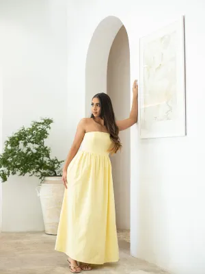 Back Smocked Detail Princess Line Maxi Dress