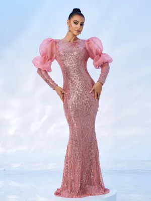 Ballon Sleeve Glitter Princess Dress GM00471