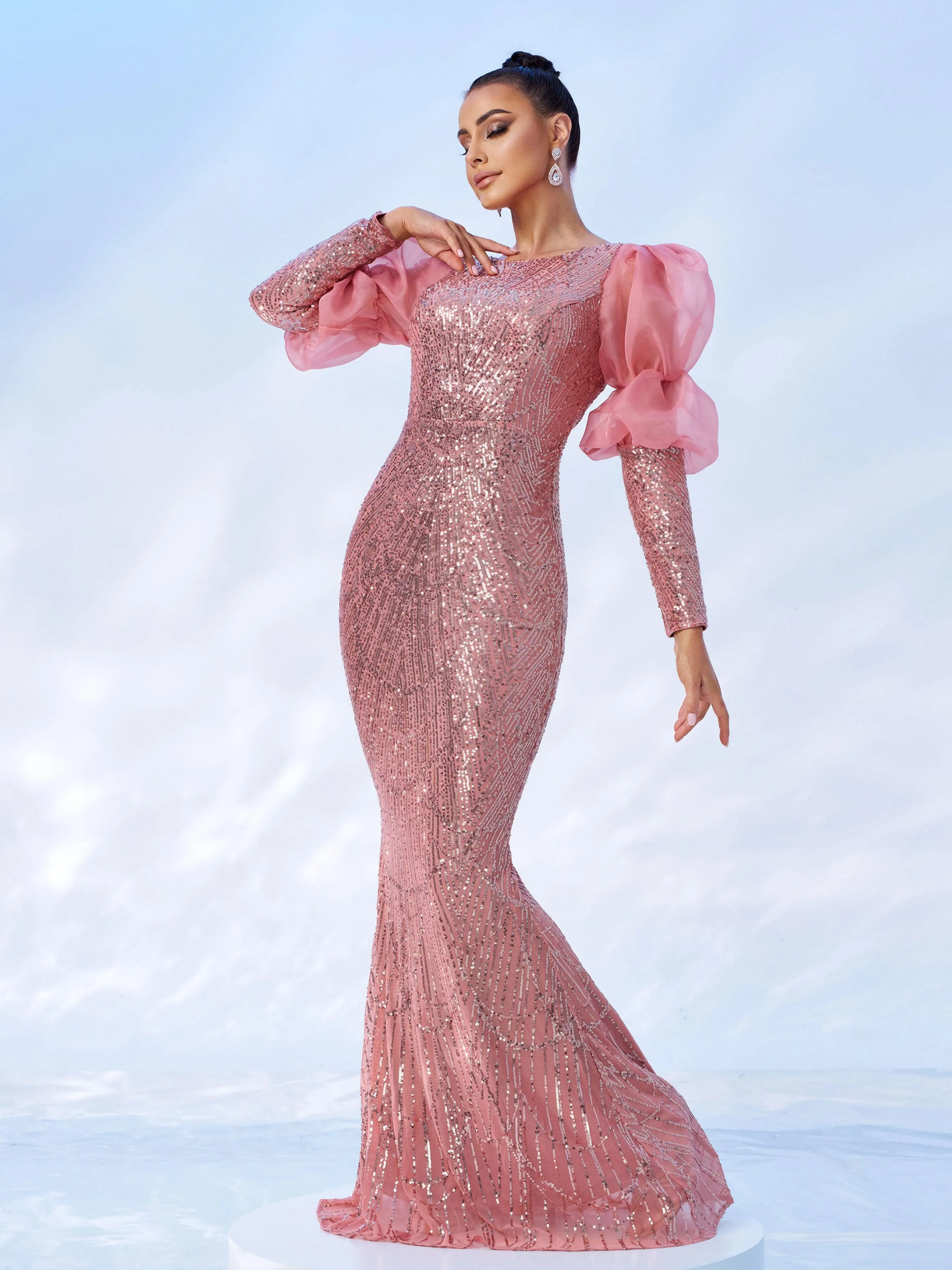 Ballon Sleeve Glitter Princess Dress GM00471