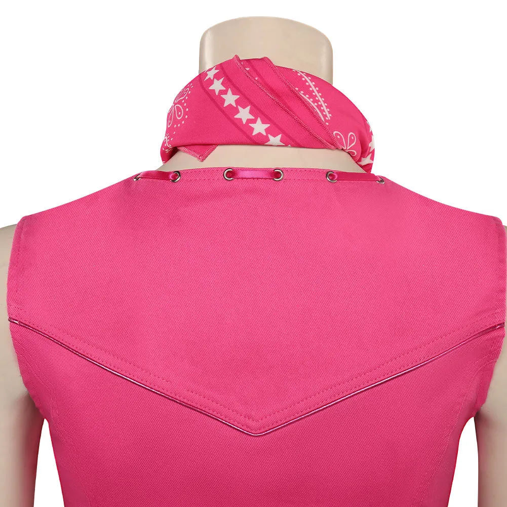 Barbie 2023 Pink Cowgirl Star-Covered Flared Pants Cosplay Costume Halloween Carnival Suit
