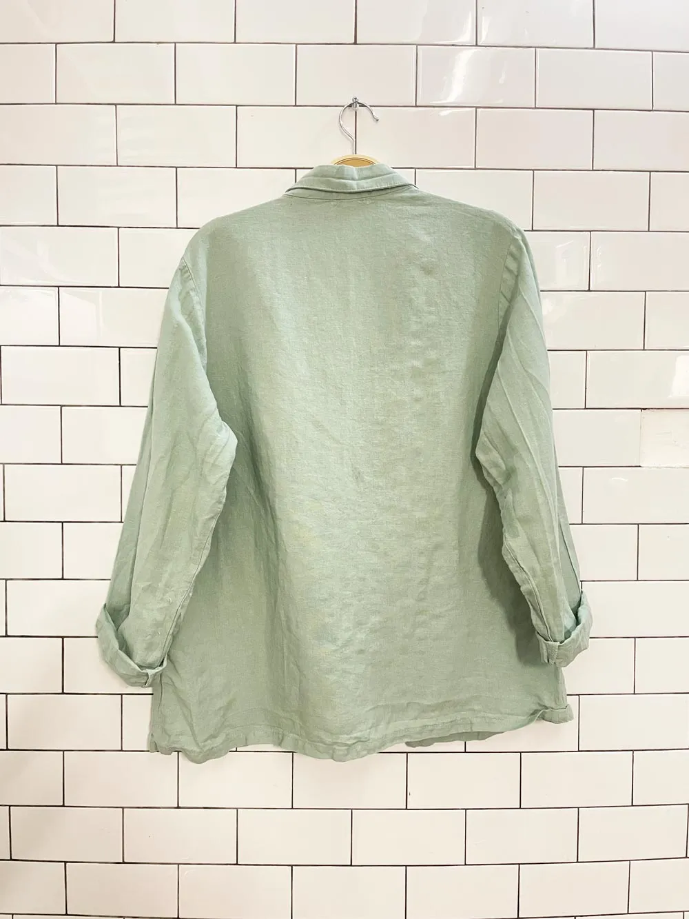 barine linen-blend sage shirt