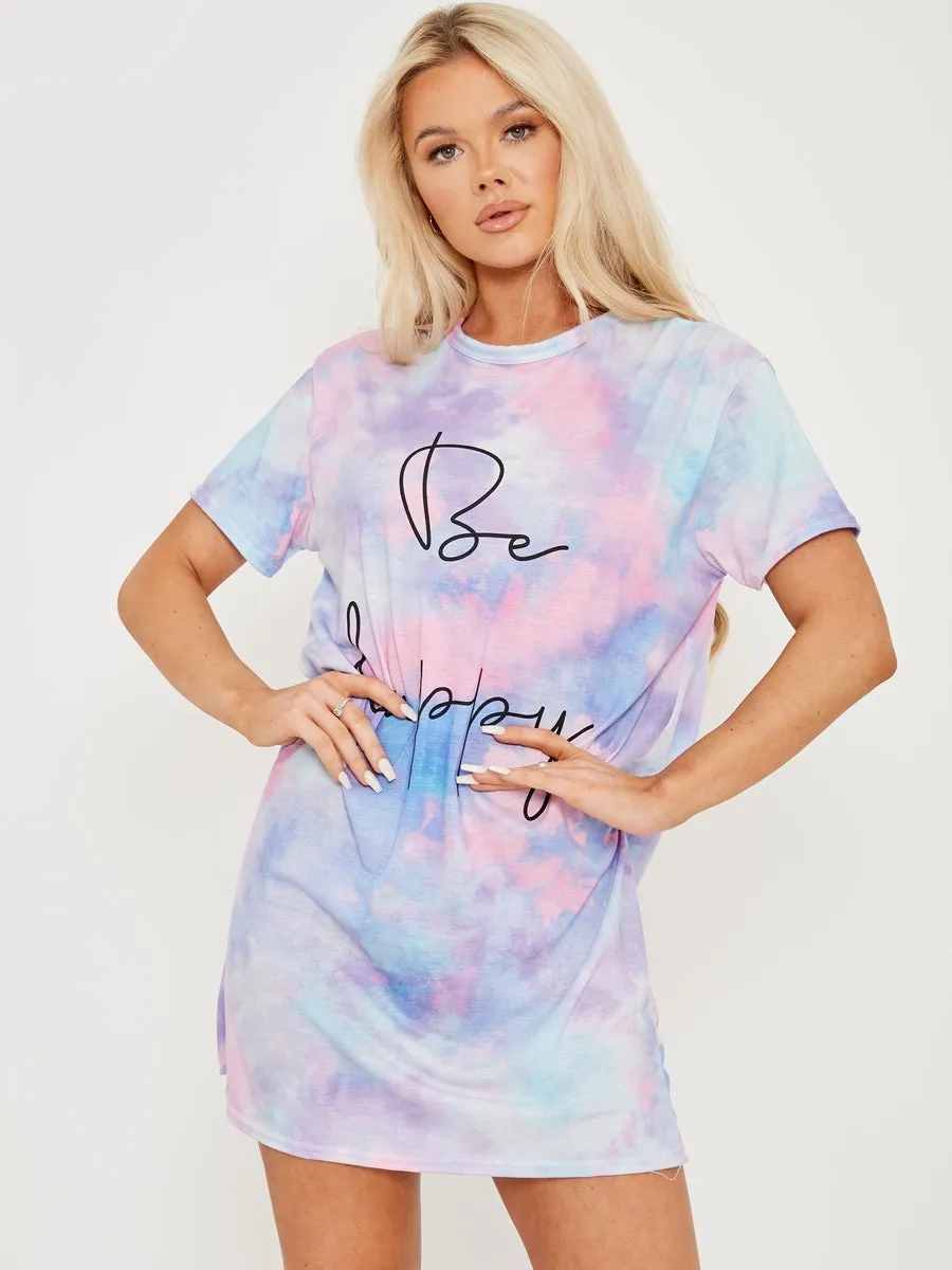 Be Happy Tie Dye T-shirt Dress