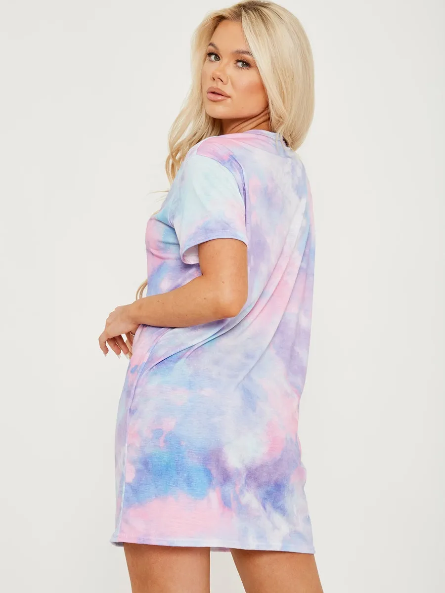 Be Happy Tie Dye T-shirt Dress