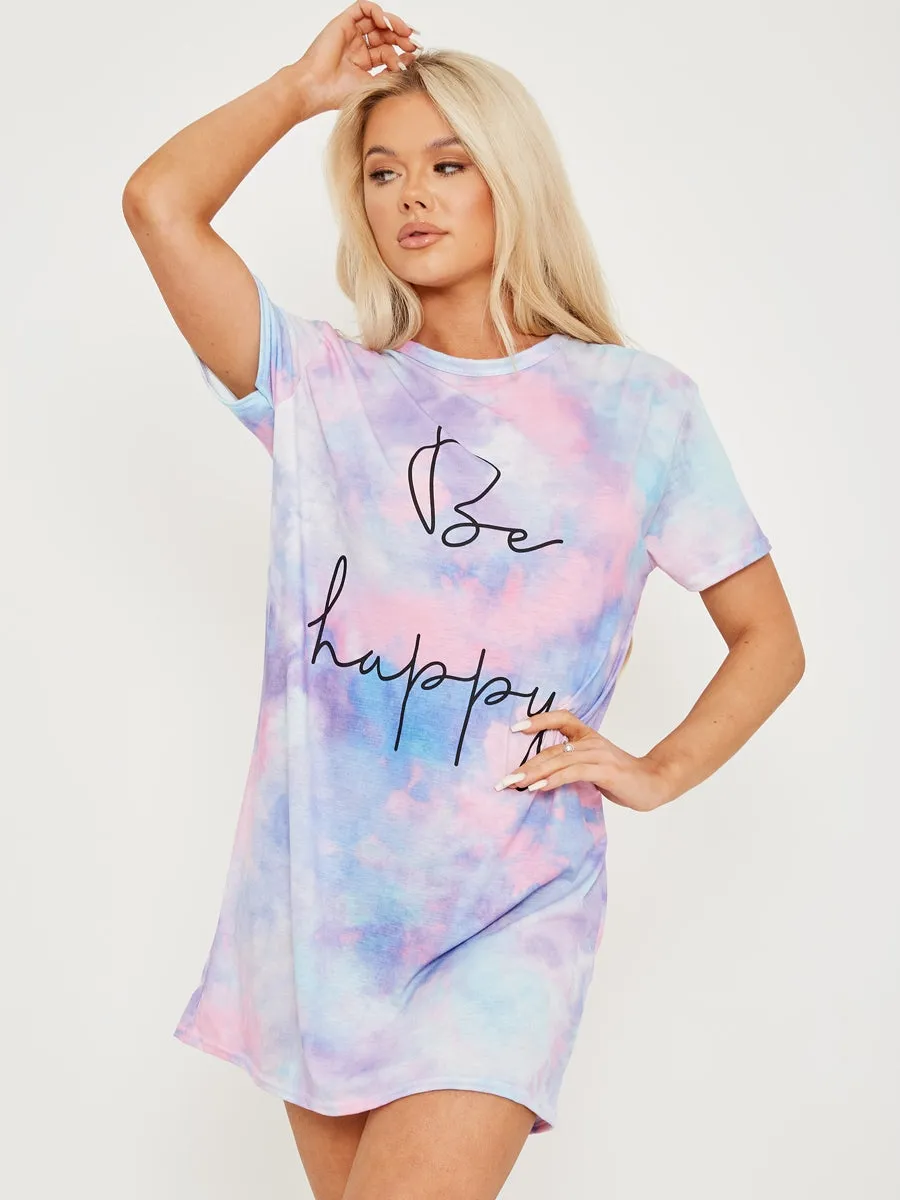 Be Happy Tie Dye T-shirt Dress