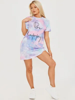 Be Happy Tie Dye T-shirt Dress