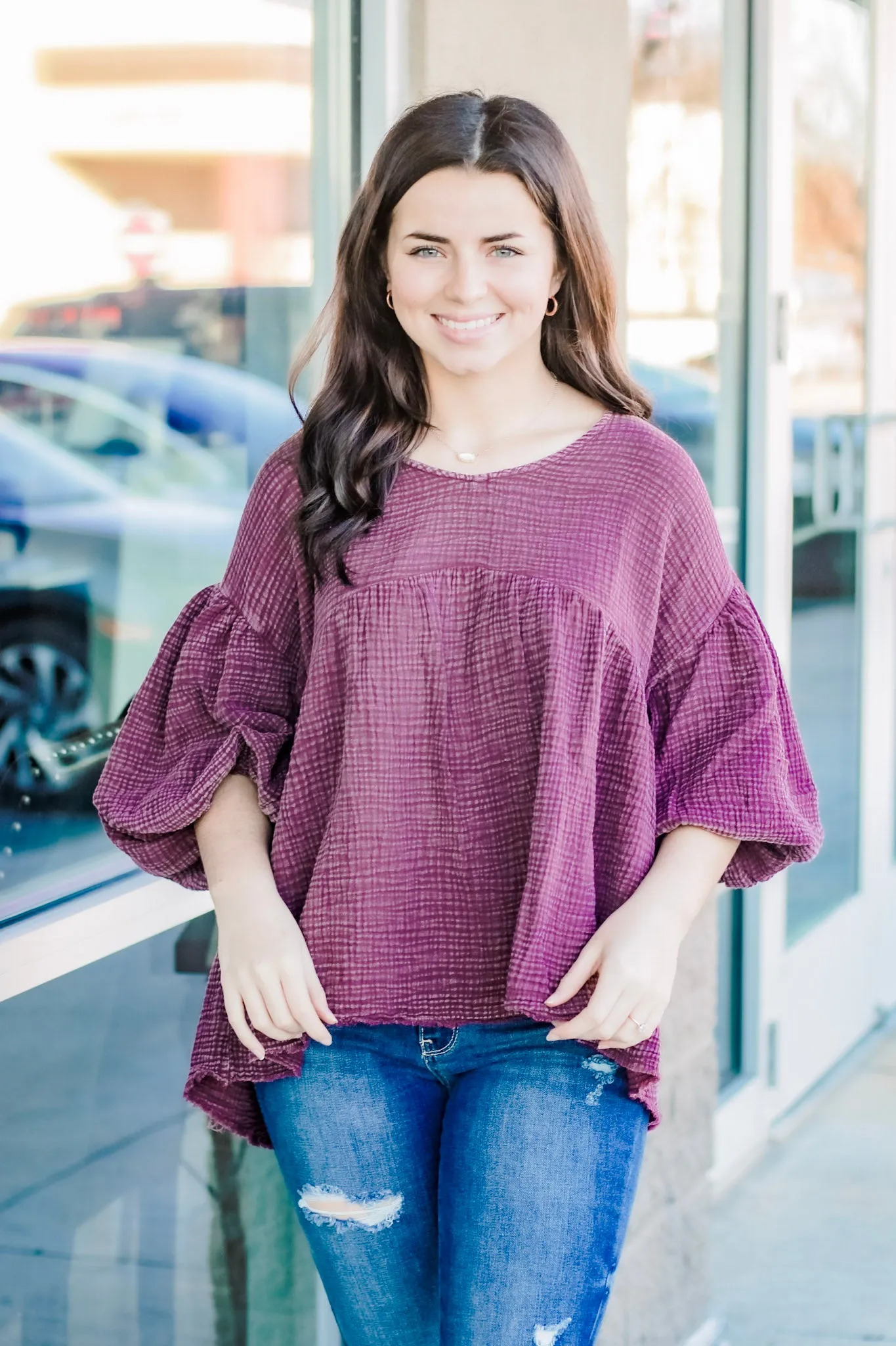 Be Mine Plum Mineral Wash Top