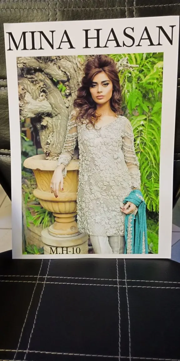 Beautiful dress in chiffon with hand work by Mina Hassan Model #C  1125