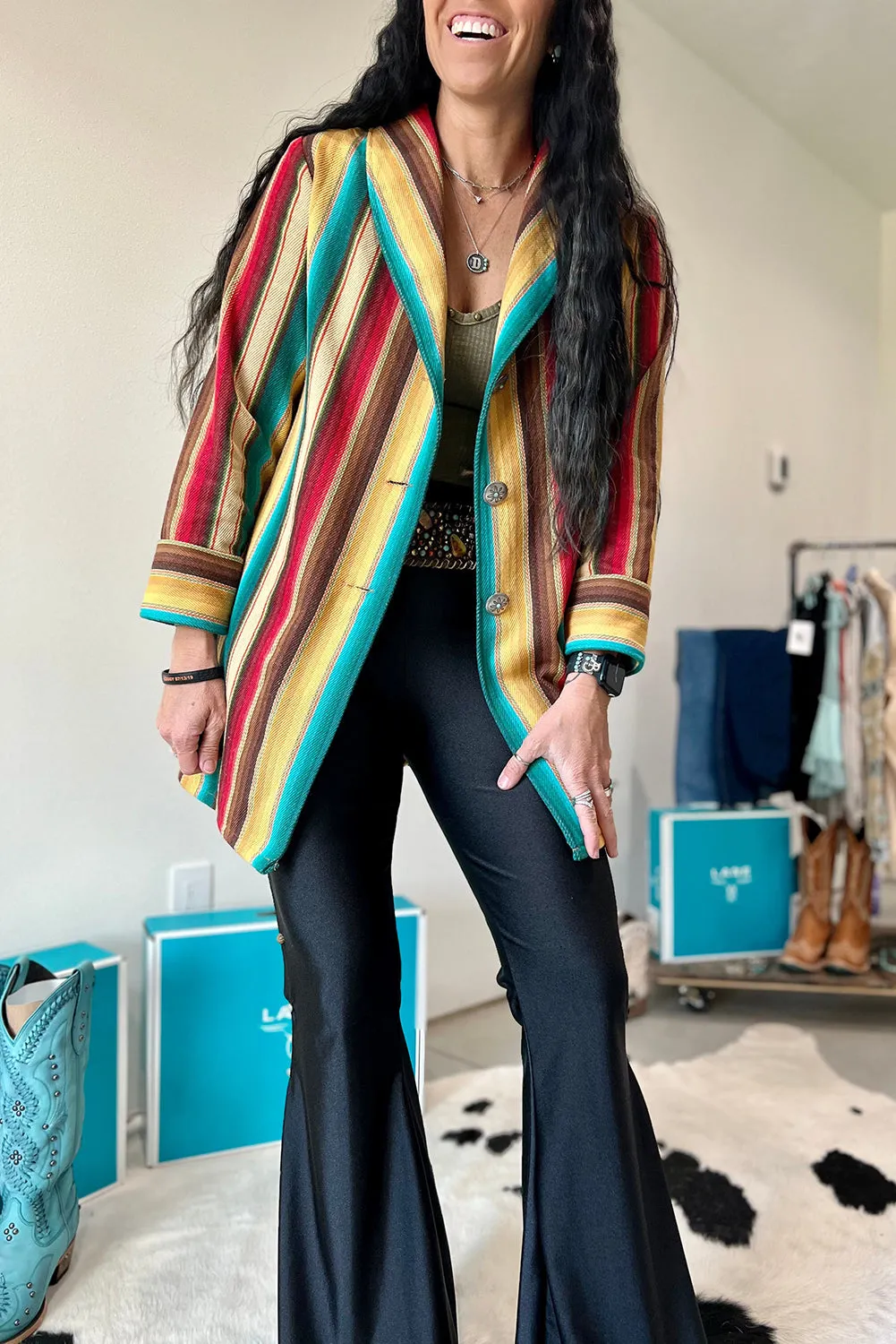 Black High Waist Beaded Side Flared Pants