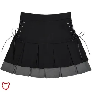 Black Mesh Pleated Skirt