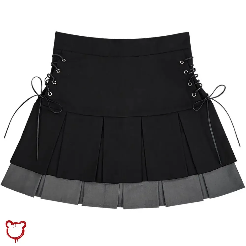 Black Mesh Pleated Skirt