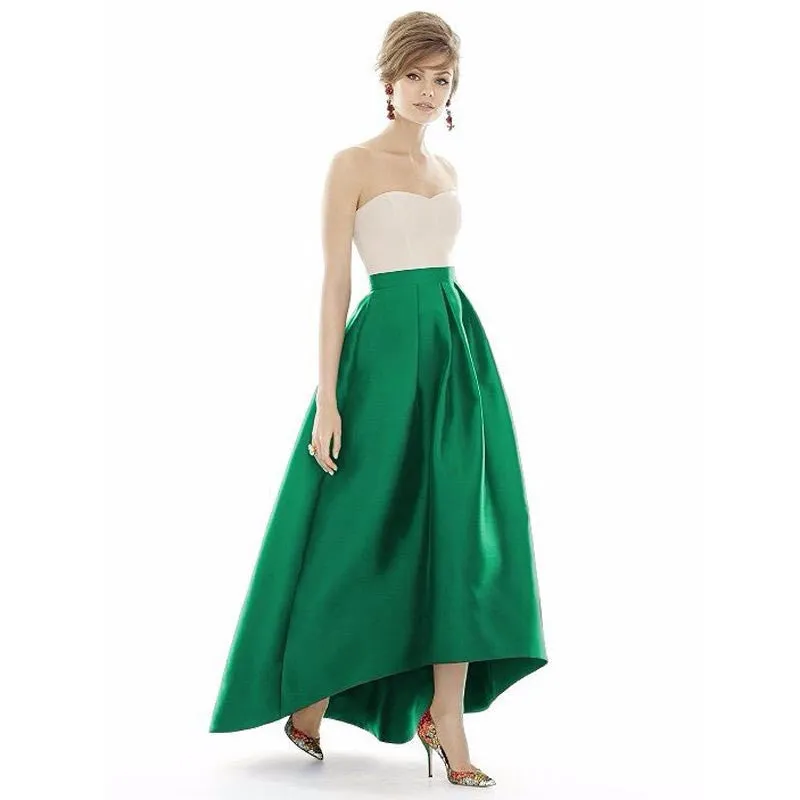 Black Solid Pleated Asymmetrical Long Skirts Womens Plus Size Vintage High Waist Ball Gown Mermaid Party Maxi Skirt