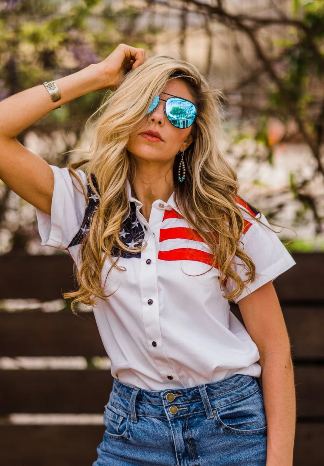 Blouse, Stars & Stripes - Style PL756SS - SALE!