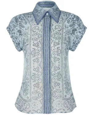 Blue Bandana Matchmaker Collared Blouse