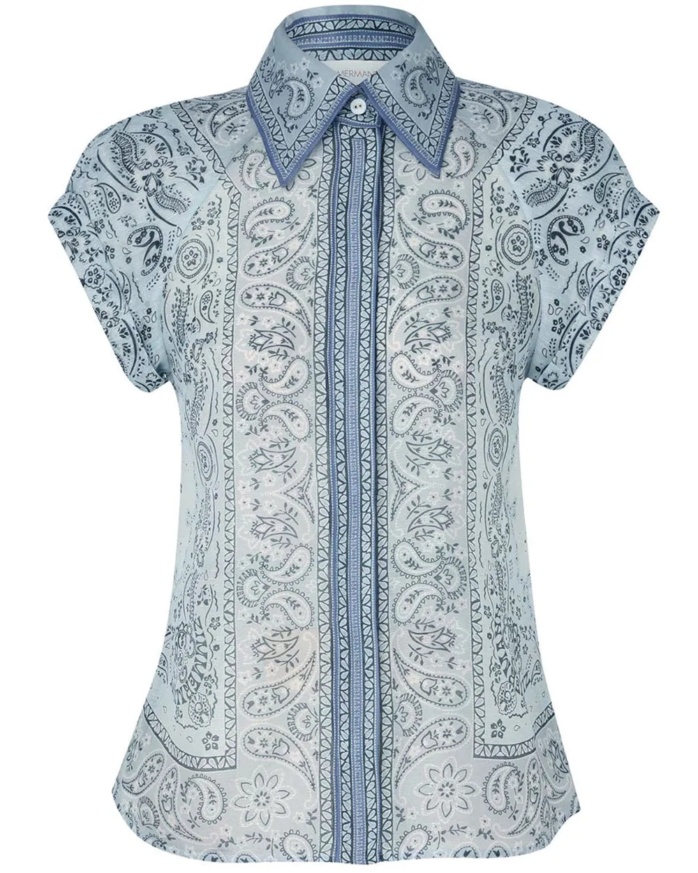 Blue Bandana Matchmaker Collared Blouse