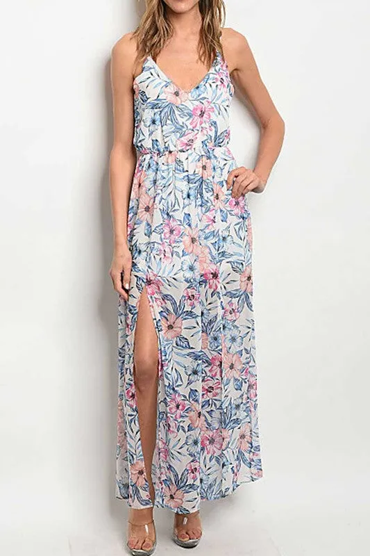 BRAELYN OFF WHITE FLORAL MAXI DRESS