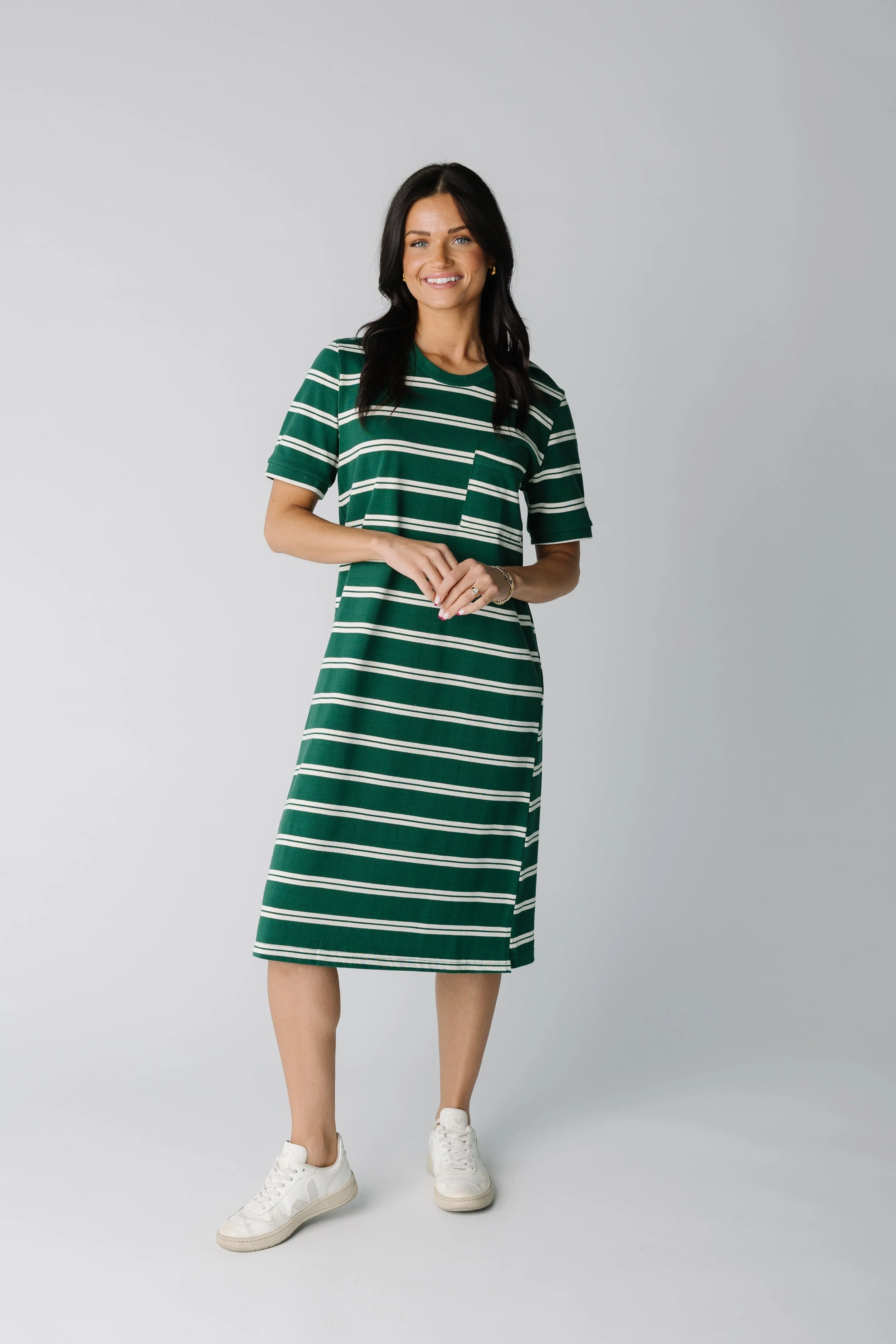 Brass & All Day T-Shirt Dress - Double Stripe