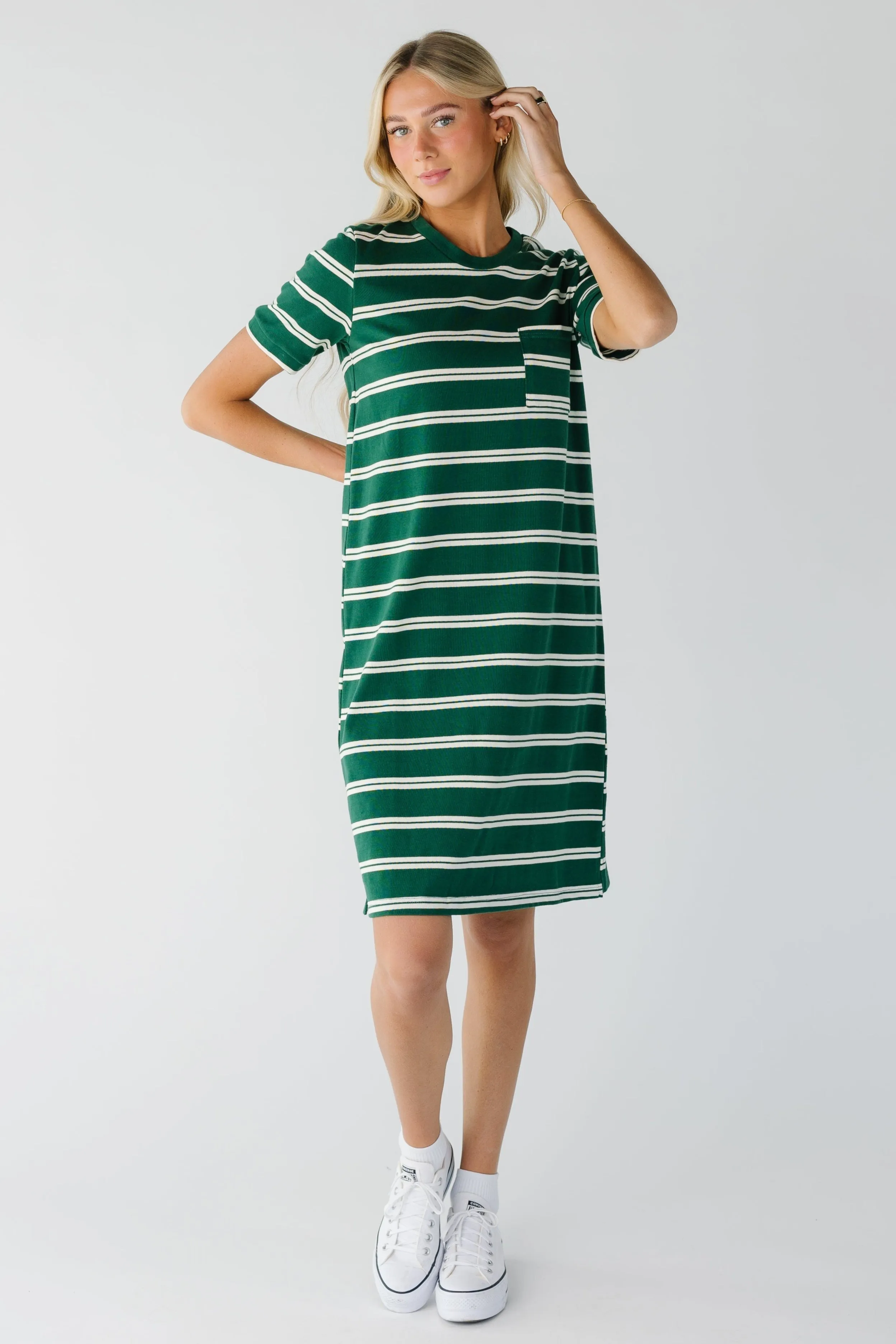 Brass & All Day T-Shirt Dress - Double Stripe