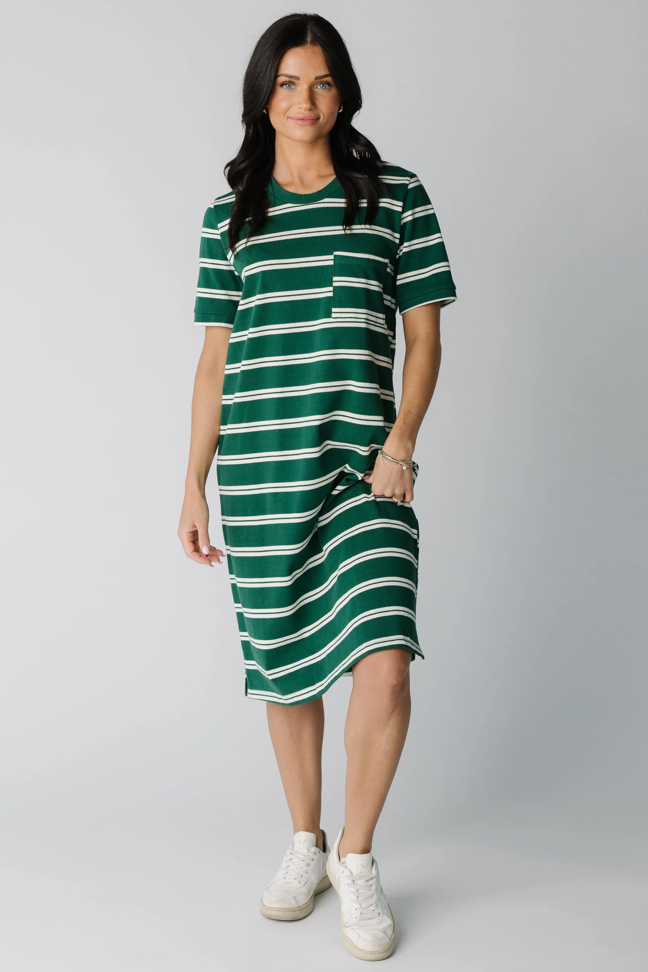 Brass & All Day T-Shirt Dress - Double Stripe