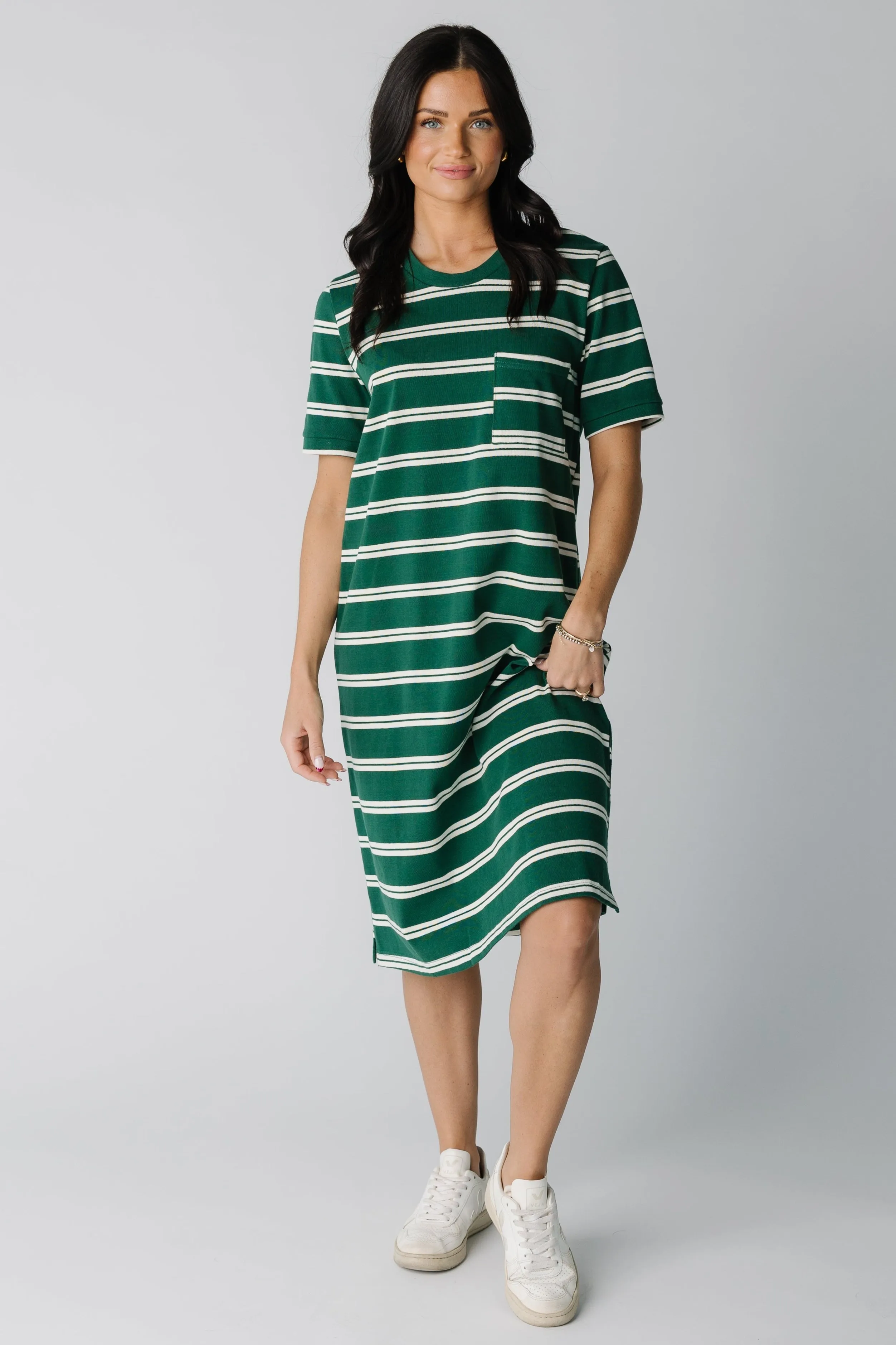 Brass & All Day T-Shirt Dress - Double Stripe