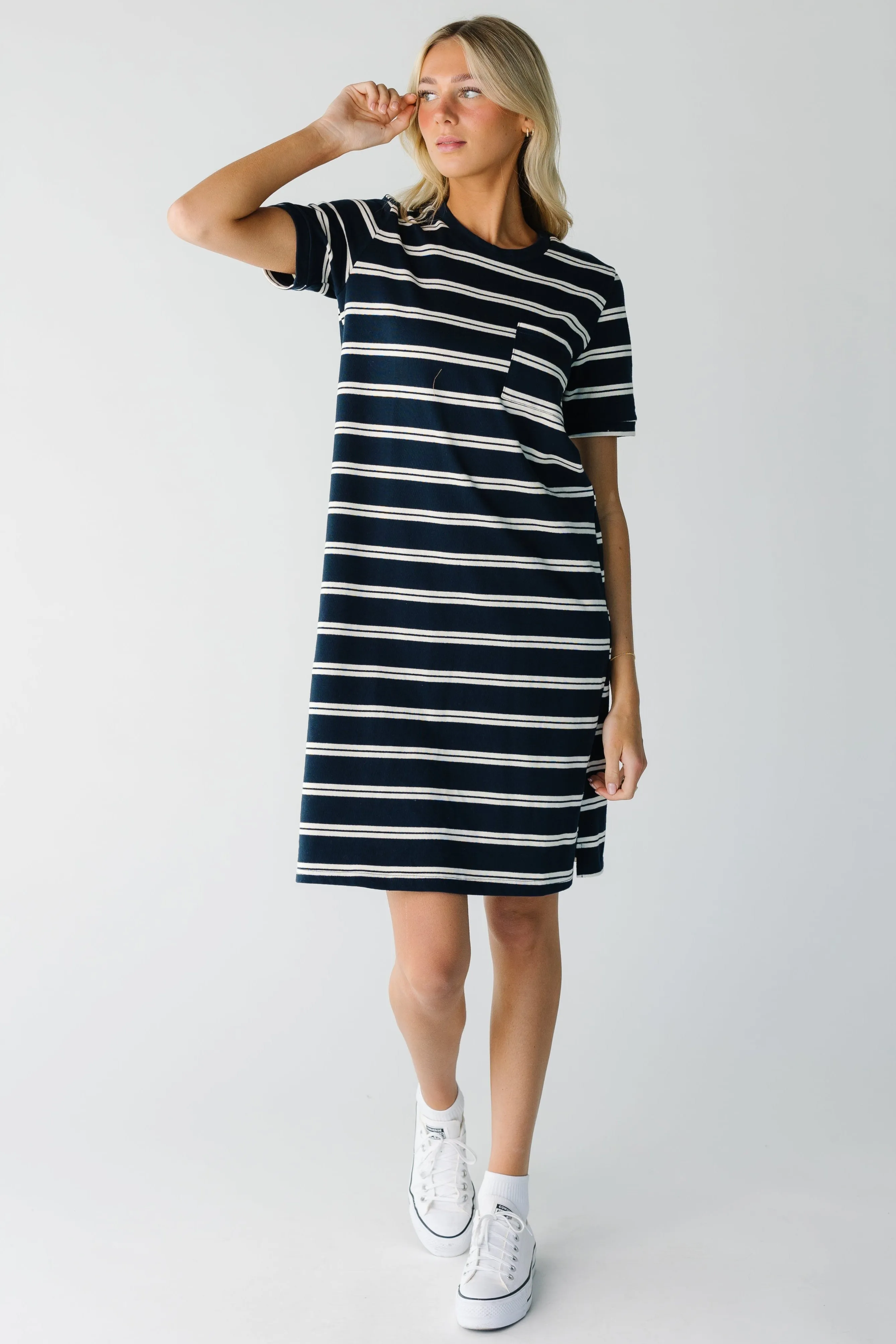 Brass & All Day T-Shirt Dress - Double Stripe