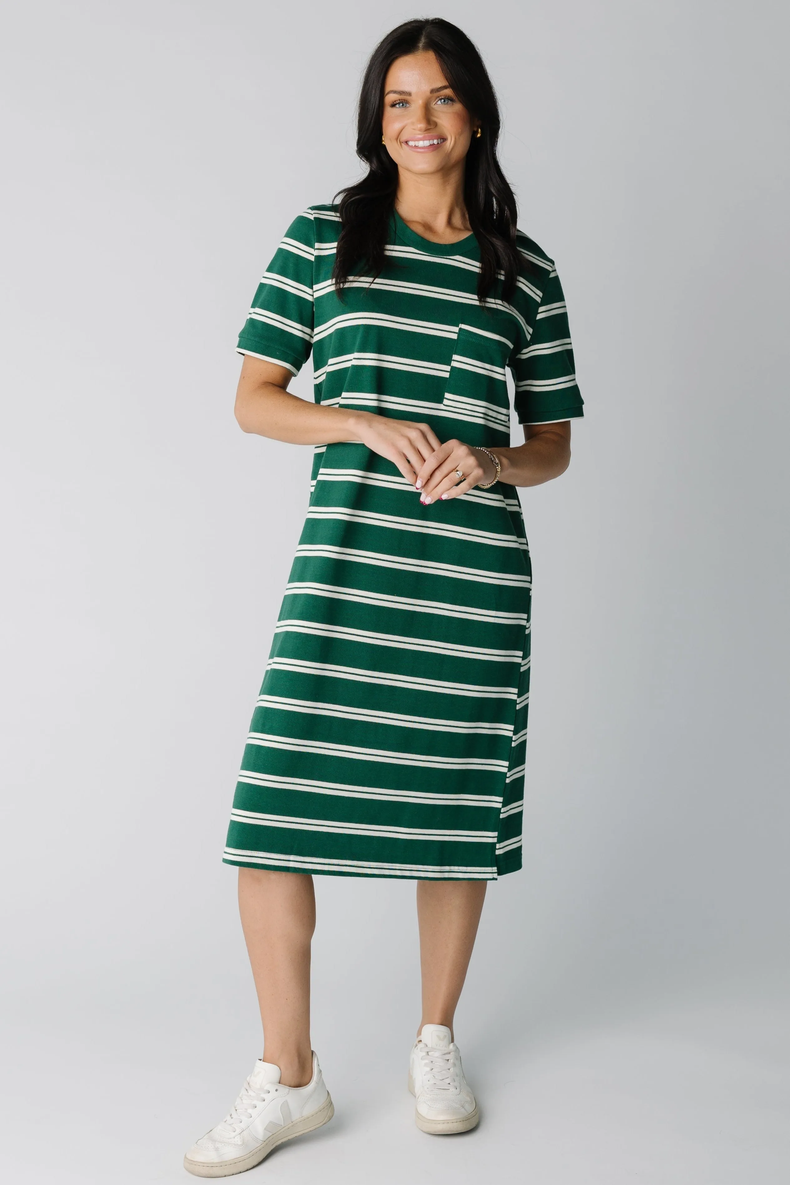 Brass & All Day T-Shirt Dress - Double Stripe