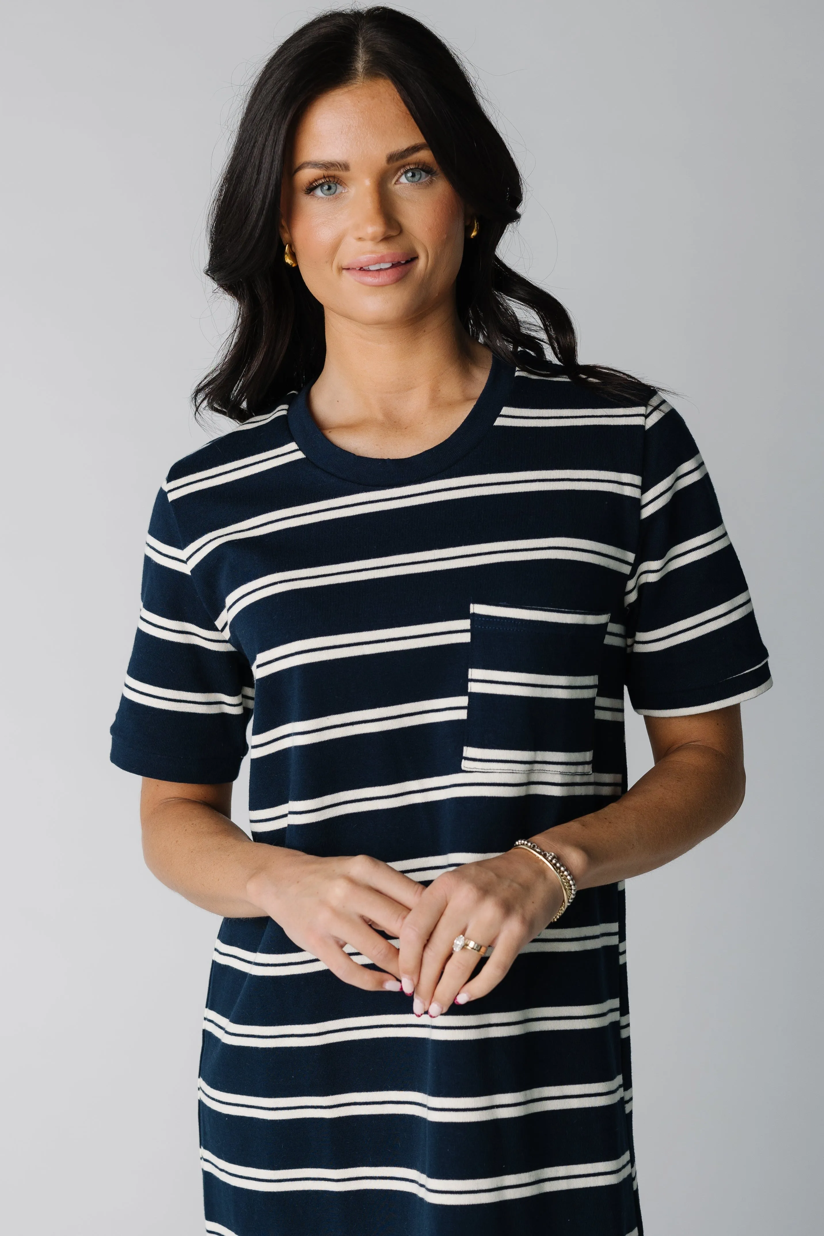 Brass & All Day T-Shirt Dress - Double Stripe