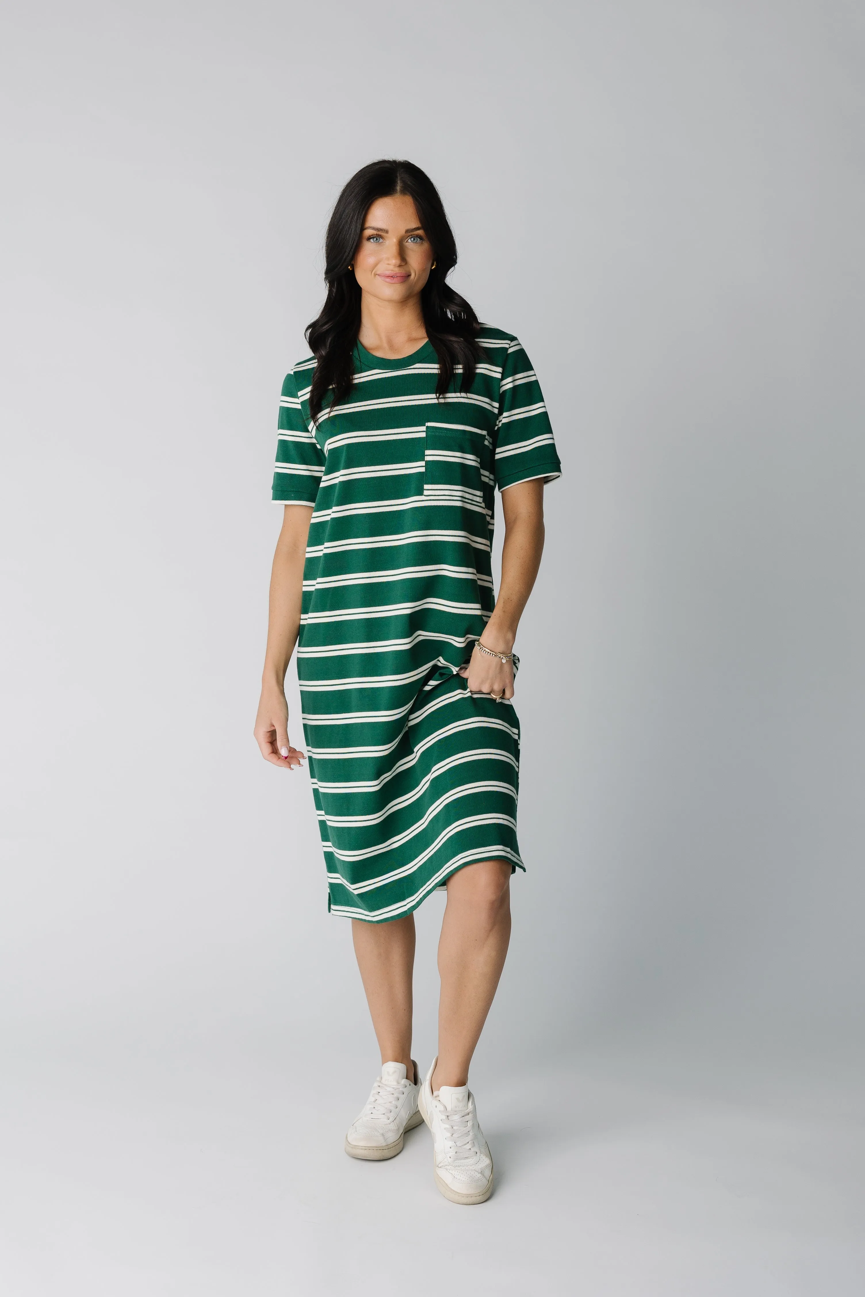 Brass & All Day T-Shirt Dress - Double Stripe