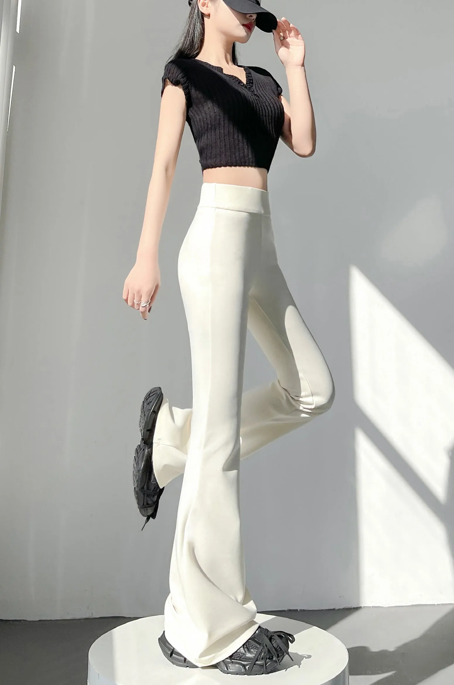 Breathable and Comfortable Flared Leg Trousers for Women