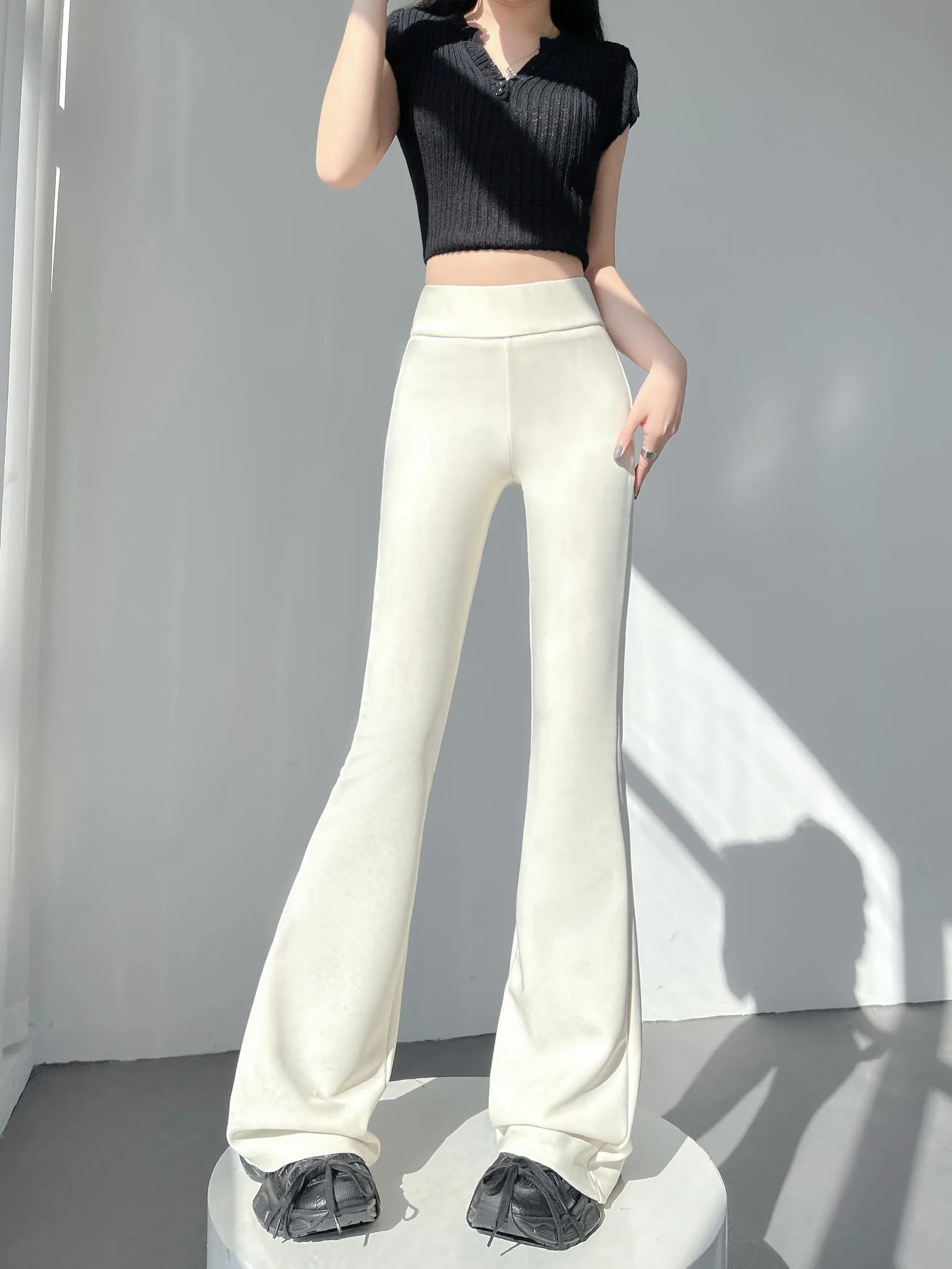 Breathable and Comfortable Flared Leg Trousers for Women